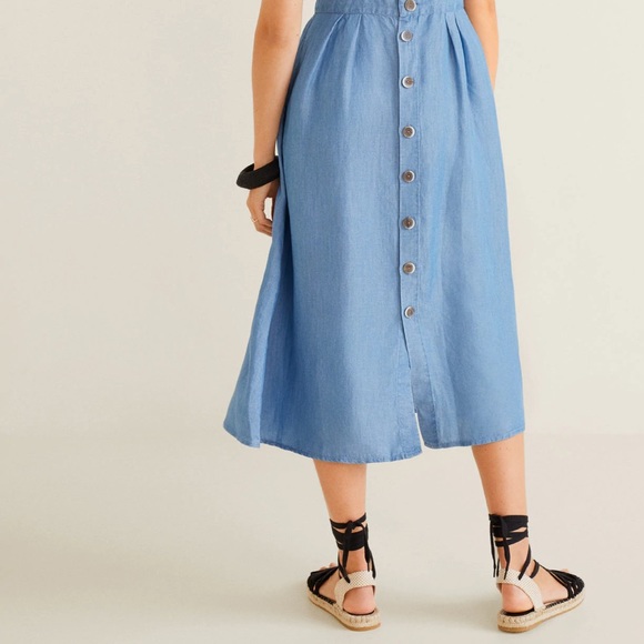 Mango midi blue linen straps Elegant summe… - Picture 6 of 11